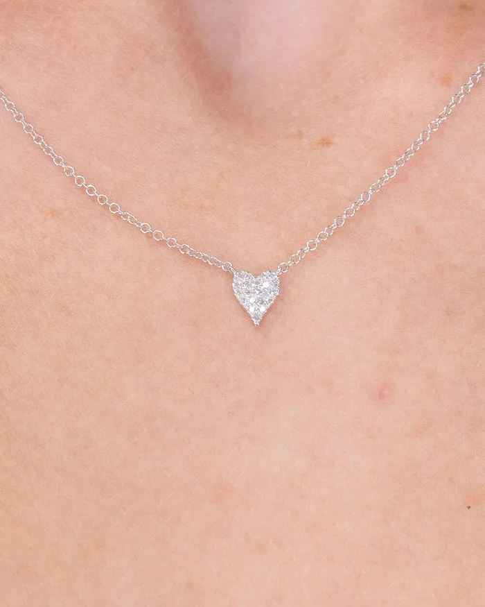 Mini Pav Heart Necklace White Gold Princess Bride Diamonds Necklaces Mini Pav Heart Necklace White Gold Princess Bride Diamonds Necklaces