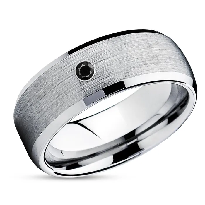 Black Diamond Wedding Ring Tungsten Wedding Band Black Diamond Ring Silver Tungsten Ring Clean Casting Jewelry Rings