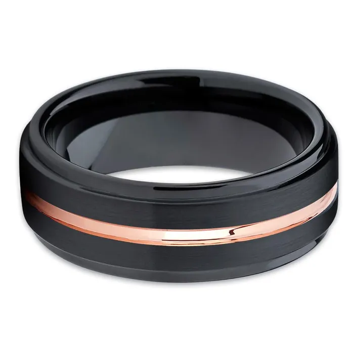 Clean Casting Jewelry Black Tungsten Ring Tungsten Wedding Band Rose Gold 7mm Wedding Band Unique Rings