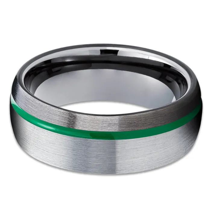 Clean Casting Jewelry Rings Gunmetal Tungsten Ring Green Tungsten Ring Gray Tungsten Ring Green Ring