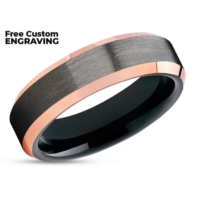 Clean Casting Jewelry Rings Rose Gold Tungsten Gunmetal Black Wedding Band Handmade Wedding Band