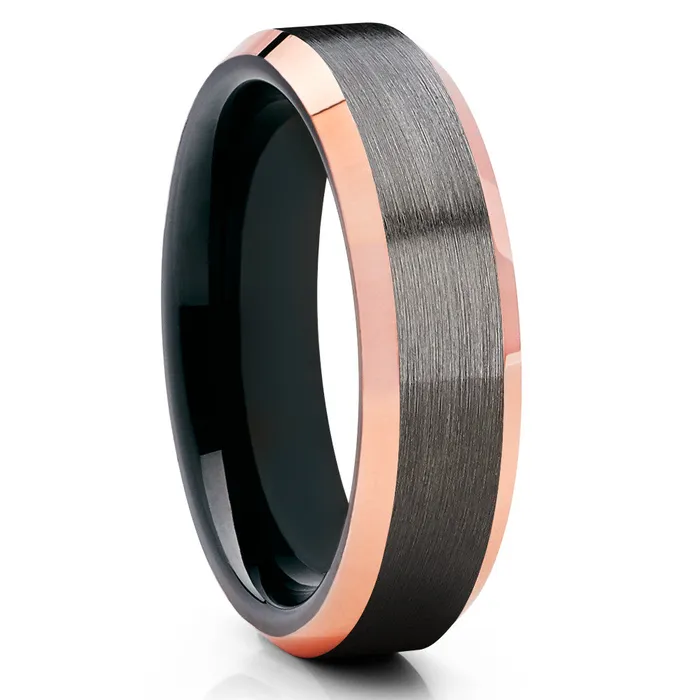 Clean Casting Jewelry Rings Rose Gold Tungsten Gunmetal Black Wedding Band Handmade Wedding Band