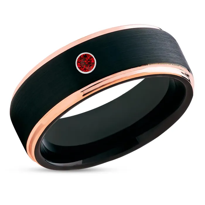 Clean Casting Jewelry Rings Ruby Tungsten Ring Black Tungsten Rose Gold Tungsten Ring Black Wedding Ring