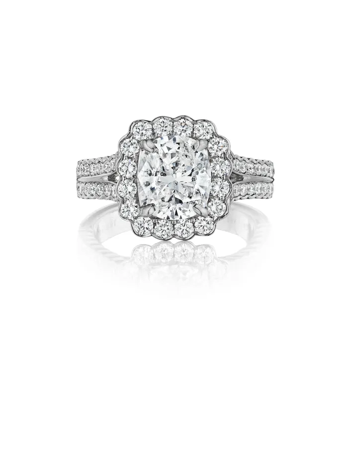 International Diamond Center Rings Henri Daussi Cushion Collection Diamond Ring Setting 08 CTW