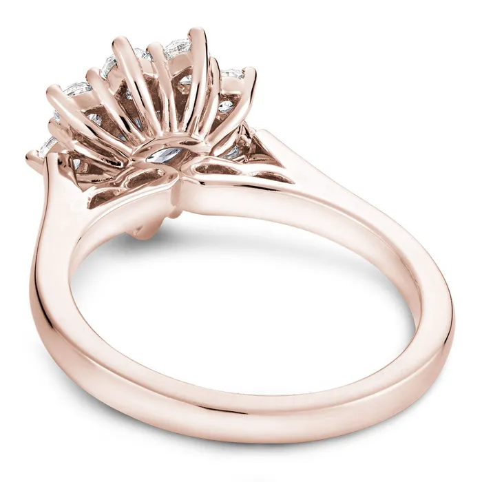 International Diamond Center Rings Noam Carver Rose Gold Shared Prong Floral Halo Engagement Ring Setting 093 CTW