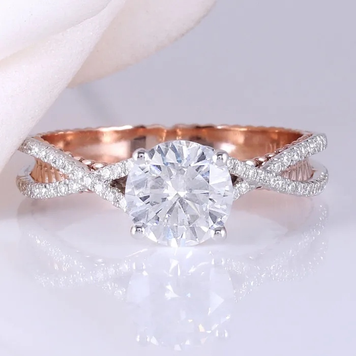 Luxus Moissanite Rings Jewelry Rings 14k White Rose Gold Moissanite Ring 08ct Center Stone