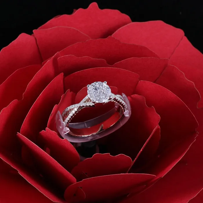 Luxus Moissanite Rings Jewelry Rings 14k White Rose Gold Moissanite Ring 08ct Center Stone