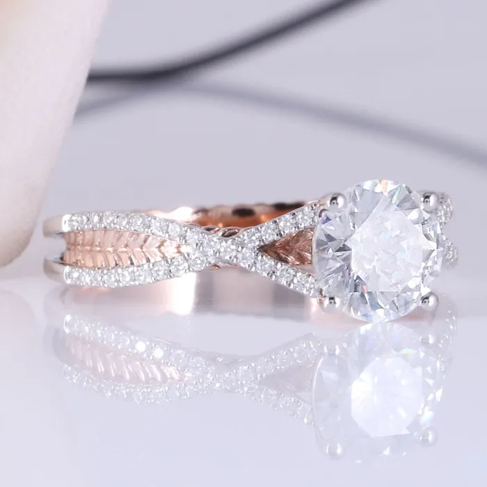 Luxus Moissanite Rings Jewelry Rings 14k White Rose Gold Moissanite Ring 08ct Center Stone