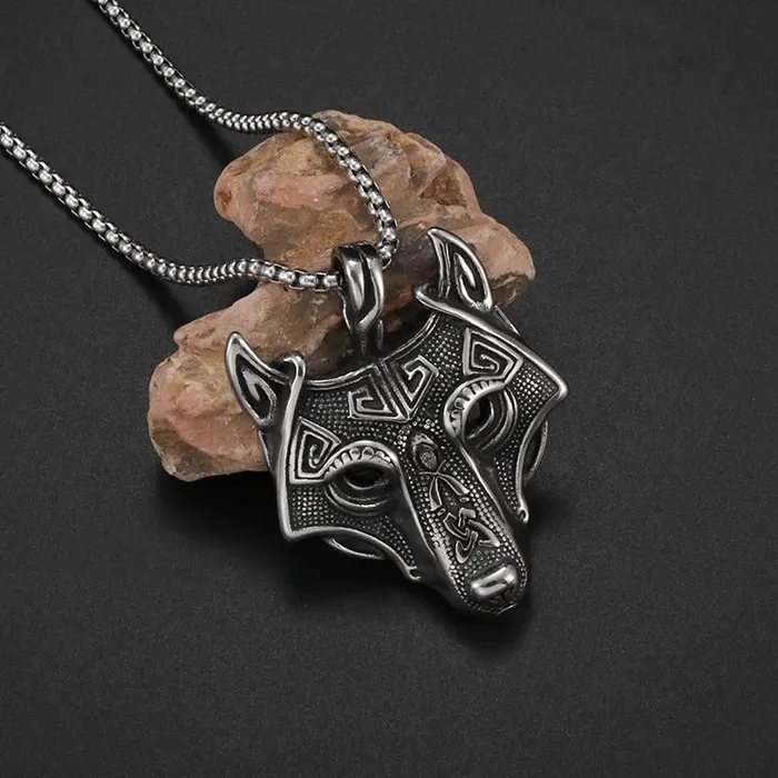 Necklaces Valhalla Vikings Fenrirs Fury Viking Wolf Head Pendant Necklace