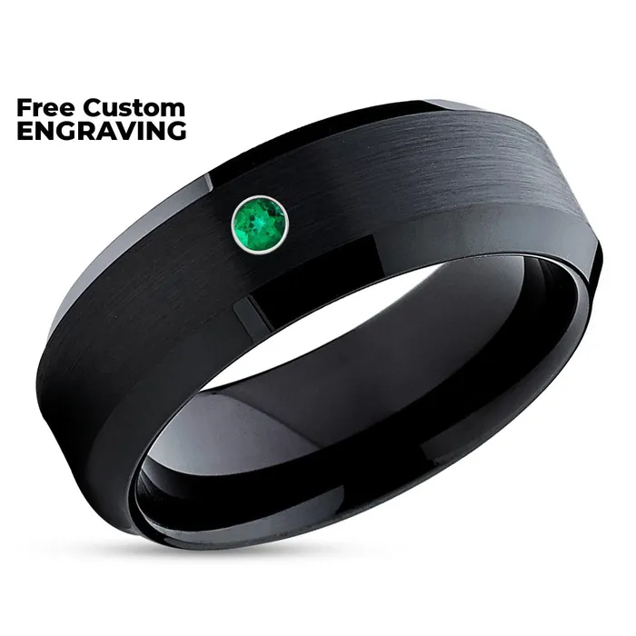 Rings Clean Casting Jewelry Black Wedding Ring Black Tungsten Ring Emerald Wedding Ring Tungsten Wedding Ring