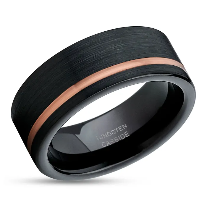Rings Rose Gold Tungsten Ring Black Wedding Ring Rose Gold Wedding Band Ring Clean Casting Jewelry