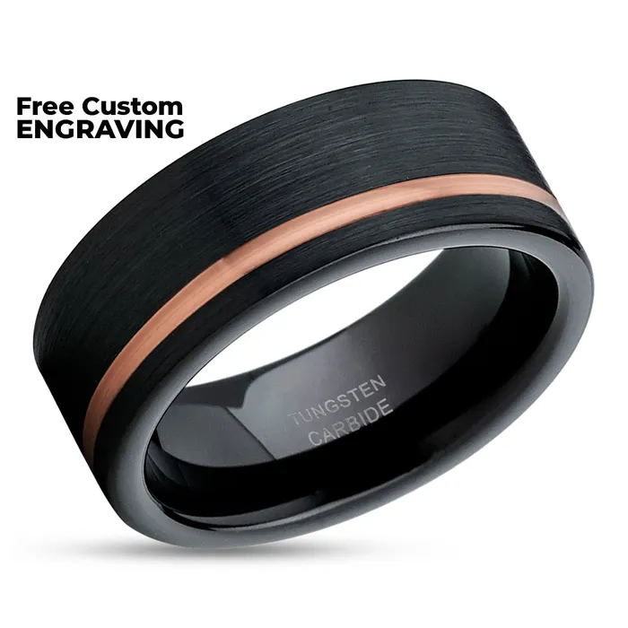 Rings Rose Gold Tungsten Ring Black Wedding Ring Rose Gold Wedding Band Ring Clean Casting Jewelry