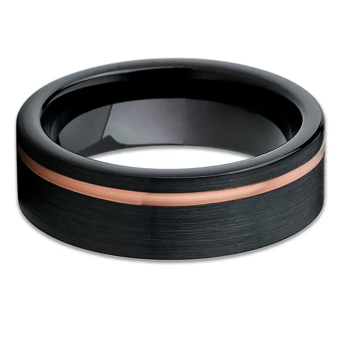 Rings Rose Gold Tungsten Ring Black Wedding Ring Rose Gold Wedding Band Ring Clean Casting Jewelry