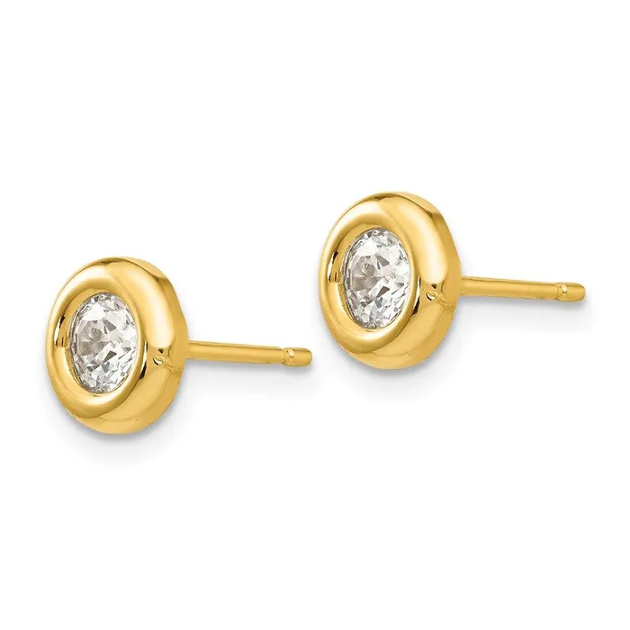 14k Polished CZ Fancy Post Earrings Jewelry Earrings 14k Polished CZ Fancy Post Earrings Jewelry Earrings