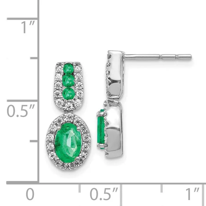 14k White Gold 13Ct Diamond Emerald Earrings Jewelry Earrings