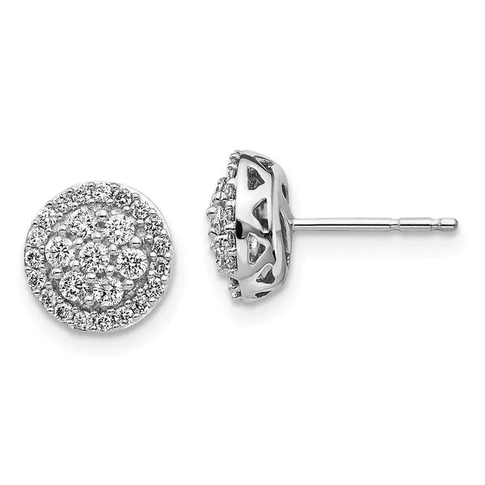 14k White Gold Diamond Cluster Earrings Jewelry Earrings