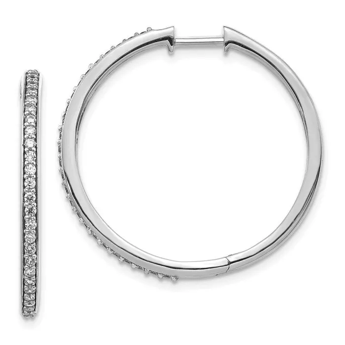14k White Gold Diamond Hoop Earrings Jewelry Earrings
