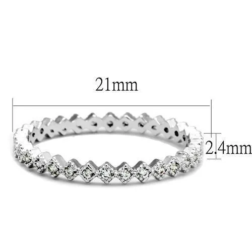 Alamode Rings 3W1238 Rhodium Brass Ring with AAA Grade CZ in Clear