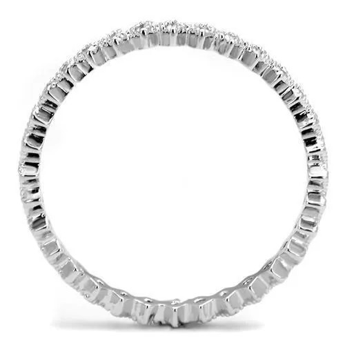 Alamode Rings 3W1238 Rhodium Brass Ring with AAA Grade CZ in Clear
