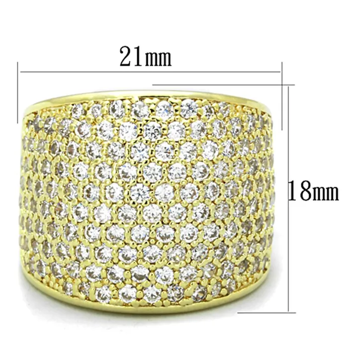 Alamode Rings LO3284 Gold Brass Ring with AAA Grade CZ in Clear