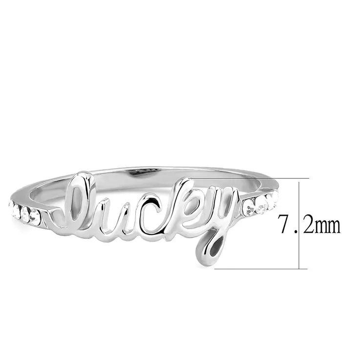 Alamode Rings LO3972 Rhodium Brass Ring with Top Grade Crystal in Clear