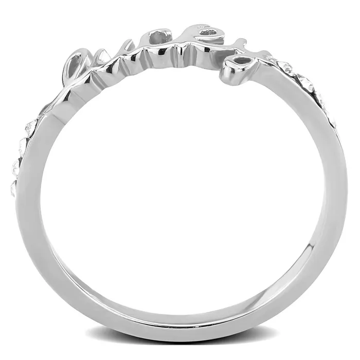 Alamode Rings LO3972 Rhodium Brass Ring with Top Grade Crystal in Clear