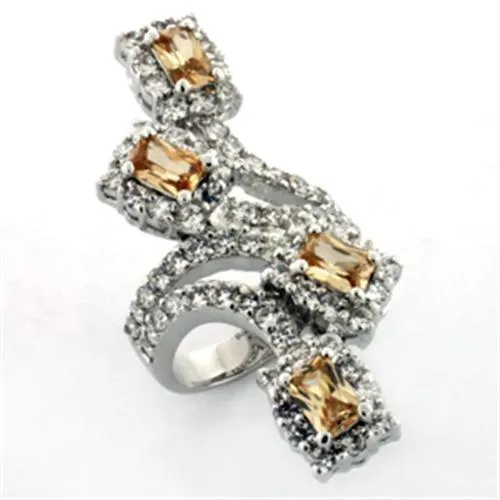 Alamode Rings LOA669 Rhodium Brass Ring with AAA Grade CZ in Multi Color