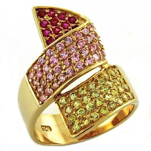 Alamode Rings LOAS1041 Gold 925 Sterling Silver Ring with AAA Grade CZ in Multi Color Alamode Rings LOAS1041 Gold 925 Sterling Silver Ring with AAA Grade CZ in Multi Color