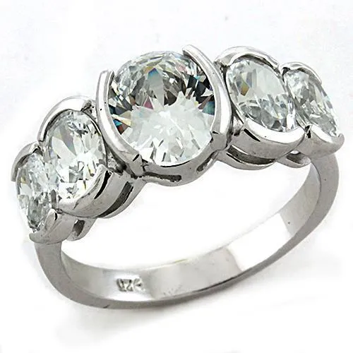 Alamode Rings LOAS1190 Rhodium 925 Sterling Silver Ring with AAA Grade CZ in Clear Alamode Rings LOAS1190 Rhodium 925 Sterling Silver Ring with AAA Grade CZ in Clear