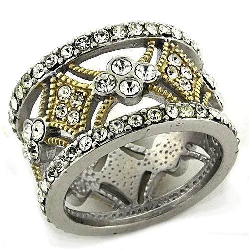 Alamode Rings LOAS1193 GoldRhodium 925 Sterling Silver Ring with Top Grade Crystal in Clear Alamode Rings LOAS1193 GoldRhodium 925 Sterling Silver Ring with Top Grade Crystal in Clear