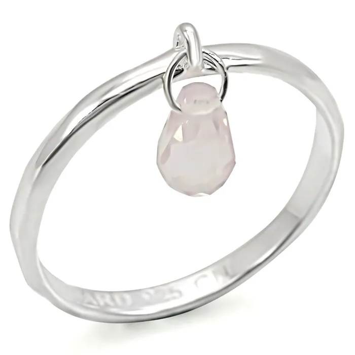 Alamode Rings LOS323 Silver 925 Sterling Silver Ring with Genuine Stone in Light Rose Alamode Rings LOS323 Silver 925 Sterling Silver Ring with Genuine Stone in Light Rose