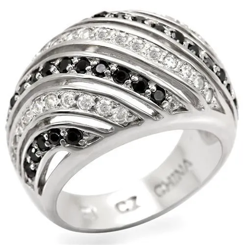 Alamode Rings LOS479 Rhodium 925 Sterling Silver Ring with AAA Grade CZ in Black Diamond Alamode Rings LOS479 Rhodium 925 Sterling Silver Ring with AAA Grade CZ in Black Diamond