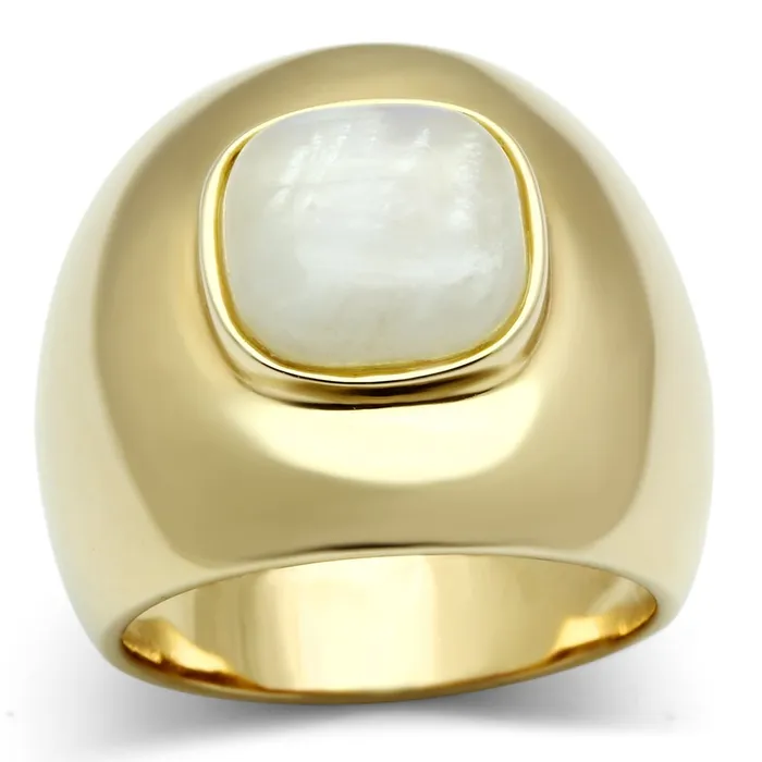 Alamode Rings LOS544 Gold 925 Sterling Silver Ring with SemiPrecious Moon Stone in White Alamode Rings LOS544 Gold 925 Sterling Silver Ring with SemiPrecious Moon Stone in White