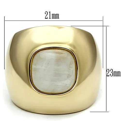 Alamode Rings LOS544 Gold 925 Sterling Silver Ring with SemiPrecious Moon Stone in White