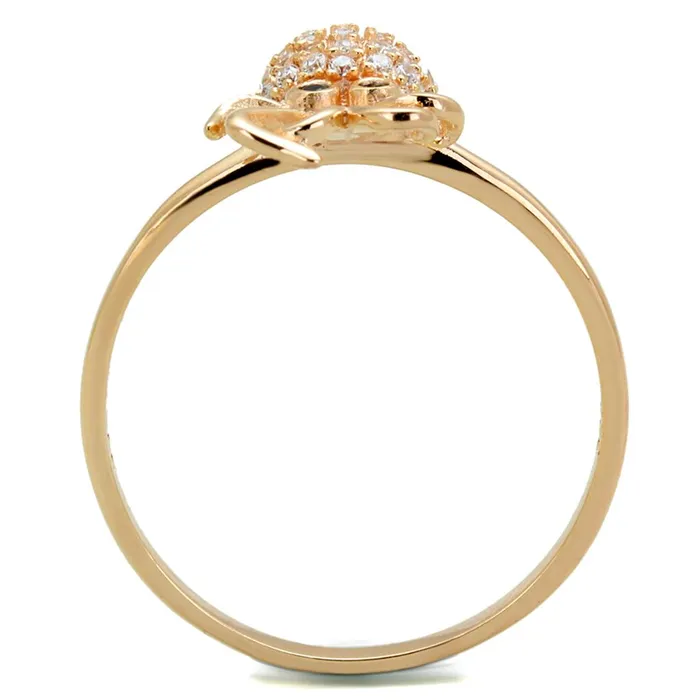 Alamode Rings TS282 Rose Gold 925 Sterling Silver Ring with AAA Grade CZ in Black Diamond