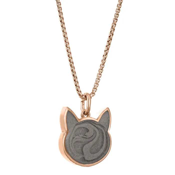 Cat Cremation Necklace in 14K Rose Gold closebymejewelry Necklaces