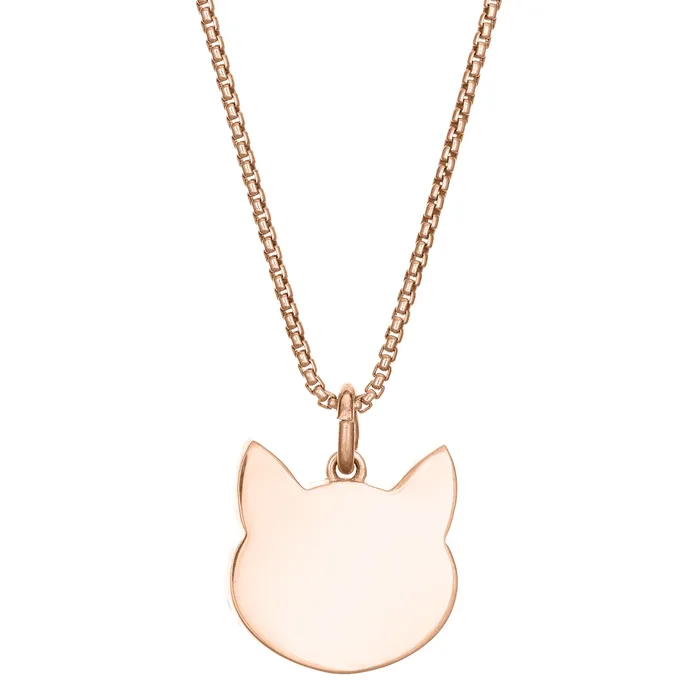 Cat Cremation Necklace in 14K Rose Gold closebymejewelry Necklaces
