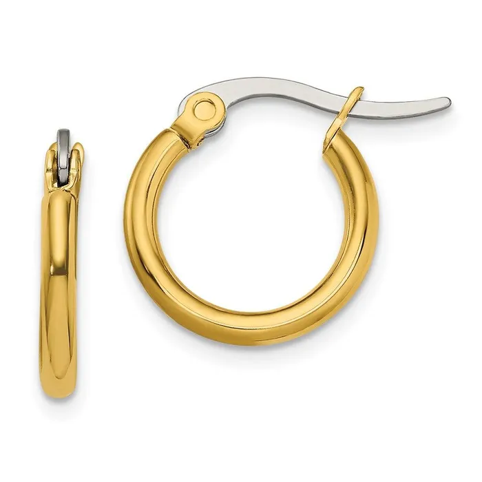 Chisel Earrings Stainless Steel Gold IP plated 155mm Hoop Earrings