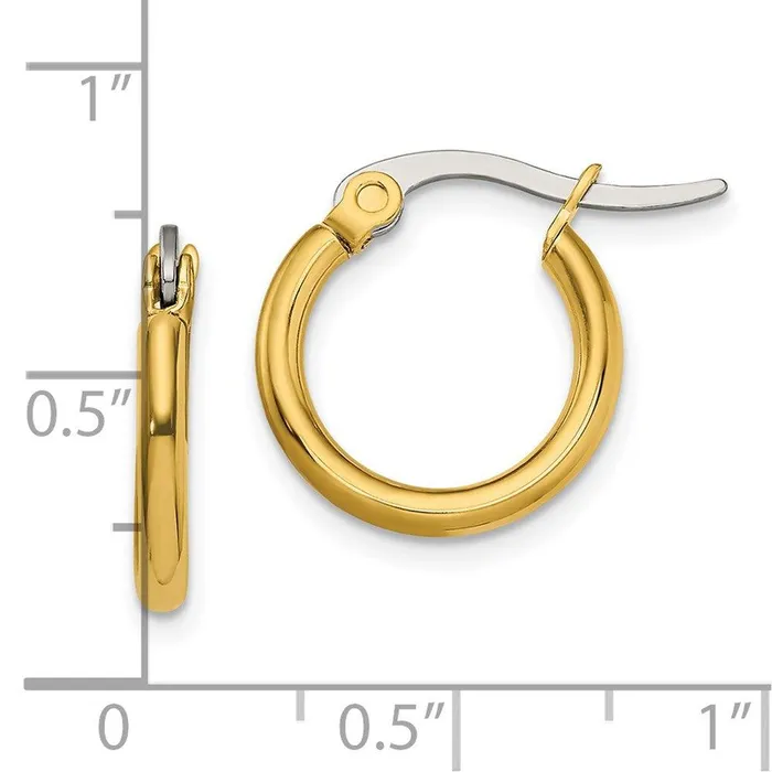 Chisel Earrings Stainless Steel Gold IP plated 155mm Hoop Earrings