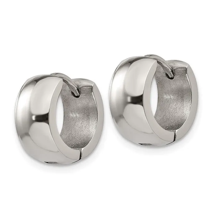 Chisel Earrings Stainless Steel Polished 60mm Hinged Hoop Earrings