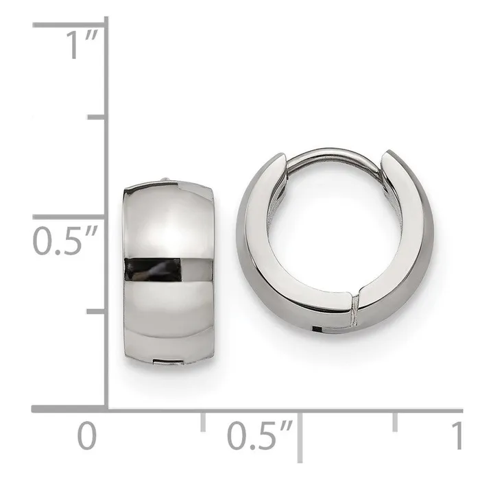 Chisel Earrings Stainless Steel Polished 60mm Hinged Hoop Earrings