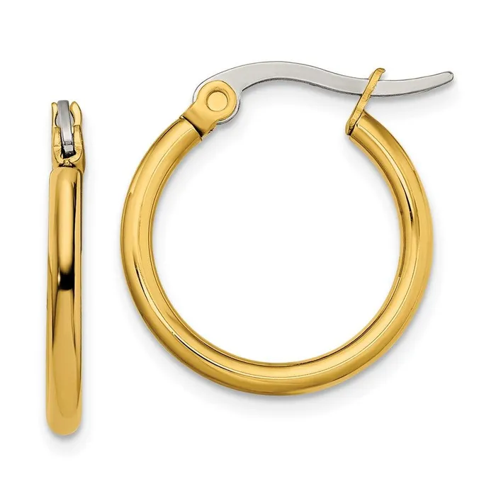 Chisel Stainless Steel Gold IP plated 19mm Hoop Earrings Earrings