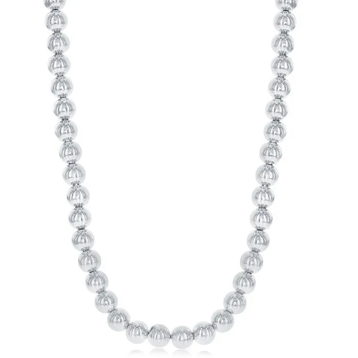 Classic Necklaces Sterling Silver 8mm Bead Design Necklace