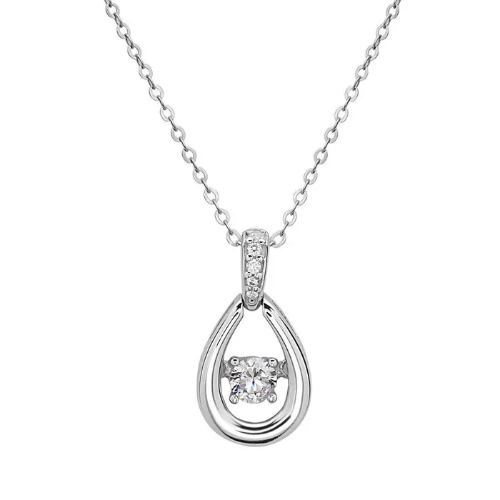 Classic Necklaces Sterling Silver Center Dancing CZ Pendant chain