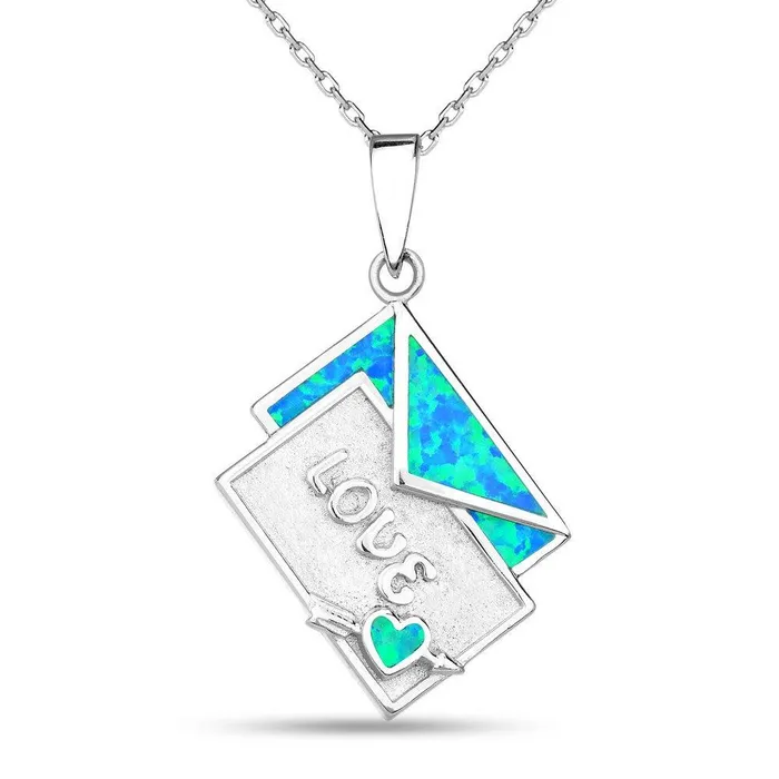Classic Necklaces Sterling Silver Envelope and LOVE Letter Pendant