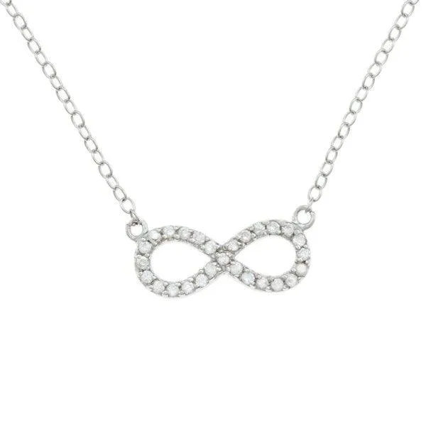 Classic Sterling Silver CZ Reversible Infinity Necklace Necklaces
