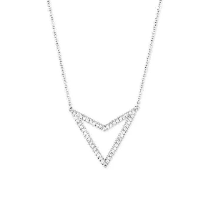 Classic Sterling Silver Large Open CZ Arrow Necklace Necklaces