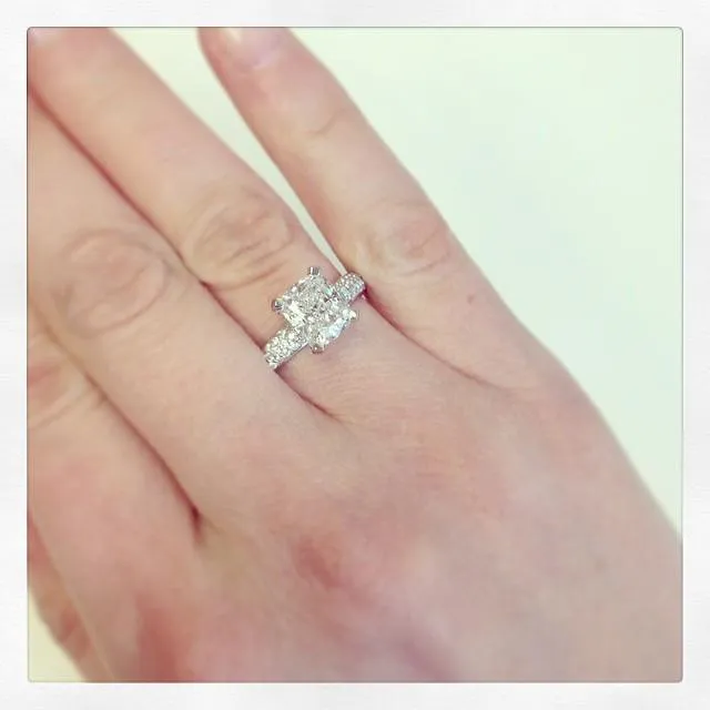 deBebians Rings 3mm 3 Row Pave Engagement Ring