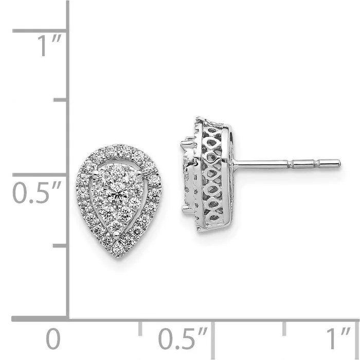 Earrings 14K White Gold Teardrop Cluster Diamond Post Earrings Jewelry Earrings 14K White Gold Teardrop Cluster Diamond Post Earrings Jewelry