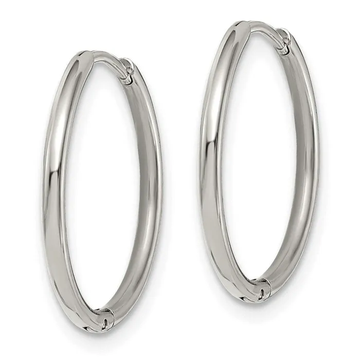Earrings Chisel Stainless Steel Polished 16mm Hinged Hoop Earrings